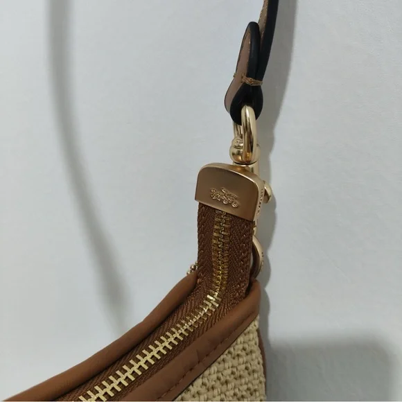 Coach Light Beige Woven Straw Hobo Bag - Picture 6 of 10